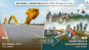 Private Da Nang to Ba Na Hills day trip starting from Dragon Bridge to Golden Bridge