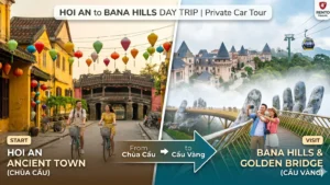 Private transport from Hoi An to Bana hills cable car and Golden Bridge