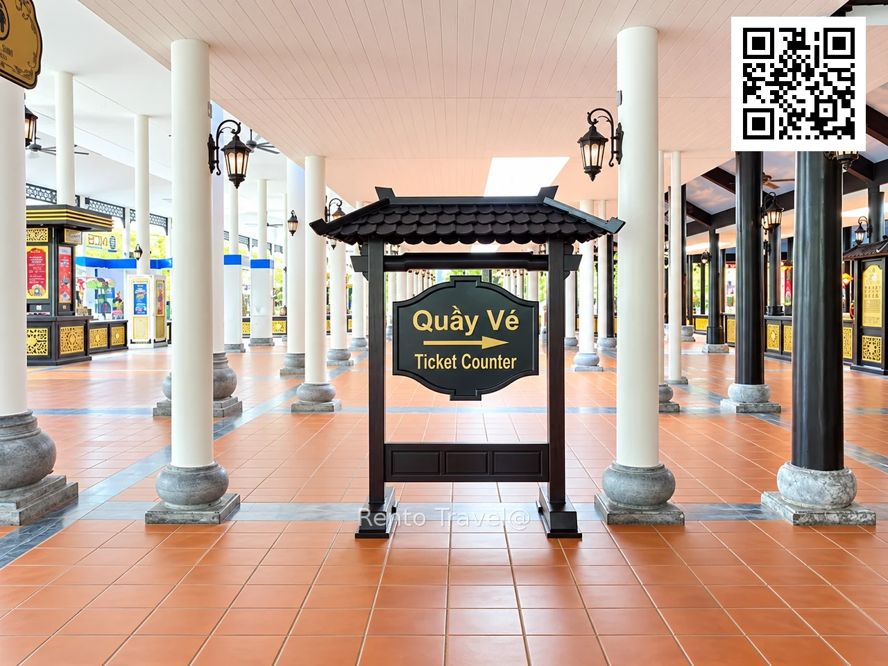 Ba Na Hills ticket counter where guests exchange WOW Pass vouchers for VIP wristbands